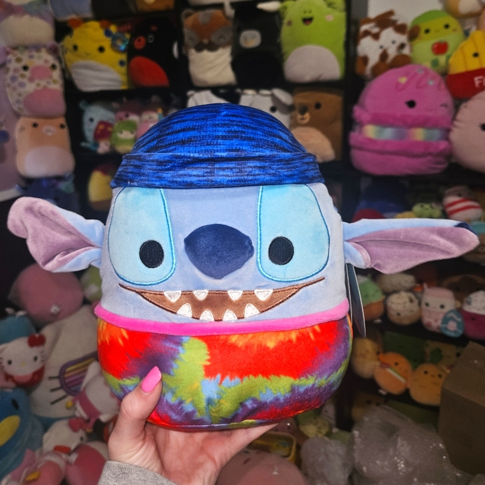 NWT Disney Tie-dye Hippie Stitch with Beanie 8" Squishmallow Plush